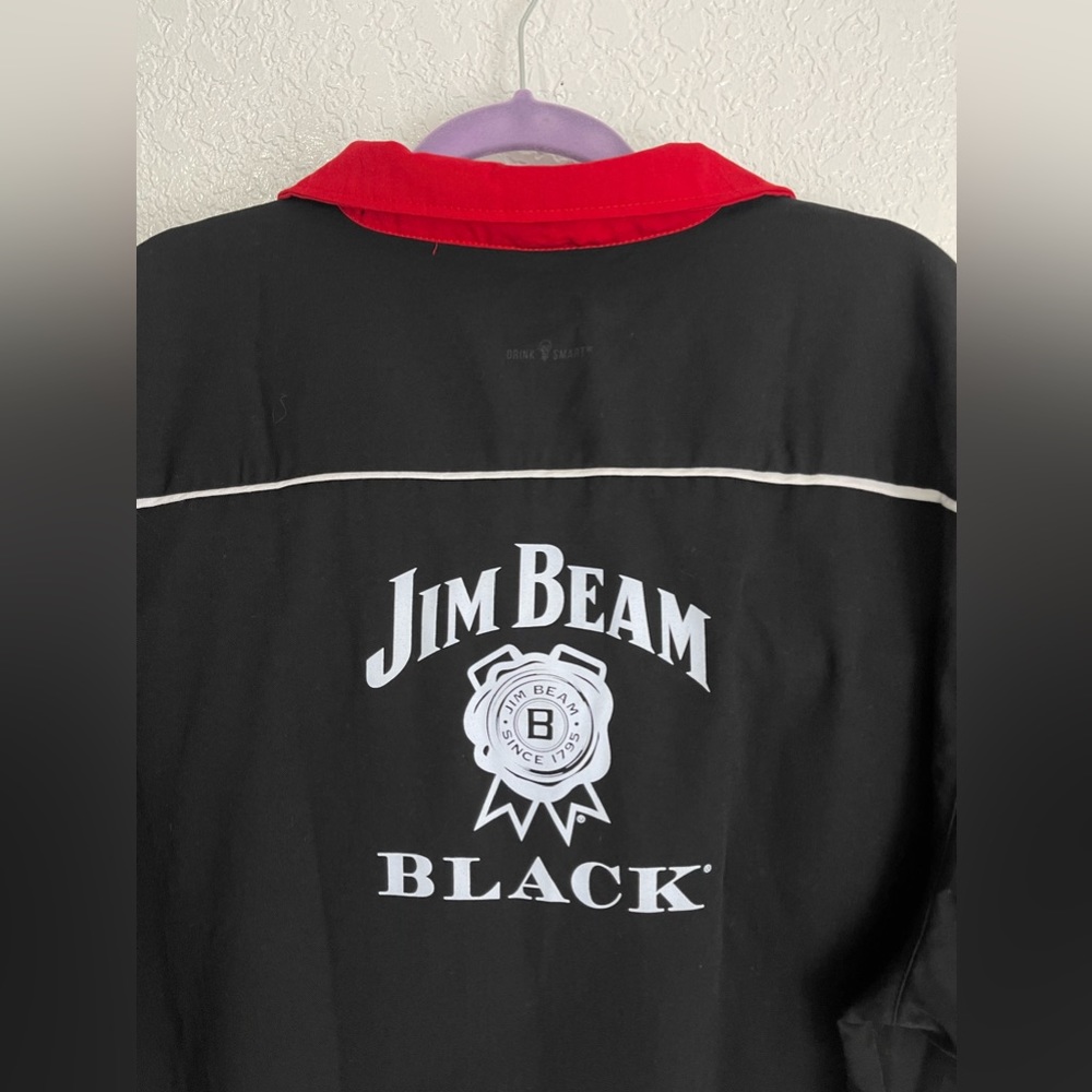 Hilton Jim Beam Black Retro Bowling Shirt XL Red & Black